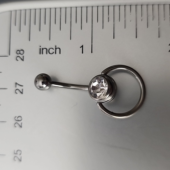 Belly BUTTON RING  Surgical STEEL 14G  CZ - Picture 2 of 4